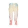 thumbnail image 5 of USNSM Capri Leggings for Women Tie Dye Trendy Beach Pants Beach High Waisted Yoga Pants Casual Workout Summer Tights Pants Beige L, 5 of 6
