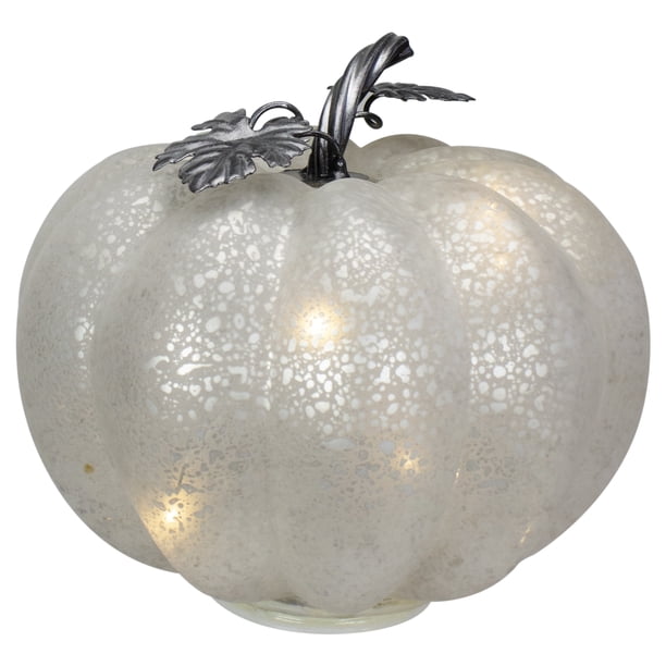 6.75" Silver and White Lighted Mercury Glass Pumpkin - Walmart.com