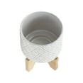 thumbnail image 4 of Sagebrook Home Ceramic 5" Flower Pot With  Wooden Stand, Round, Ceramic, Contemporary, 5.5"L X 5.5"W X 7"H, Diamond, 4 of 9