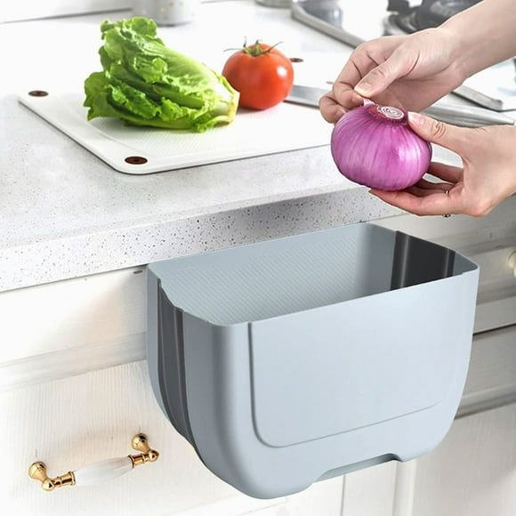 Papelera de pared colgante para puerta de armario | Cubo de basura plegable para cocina | Contenedor de basura pequeño de plástico para clasificar la basura