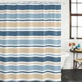 thumbnail image 2 of Khaki Blue Striped Shower Curtain, Waterproof Shower Curtains for Bathroom, Farmhouse Stripes Modern Abstract Art Washable Fabric Bathtub Curtain Set Bath Decor with 12 Hooks Standard 72"x72", 2 of 8