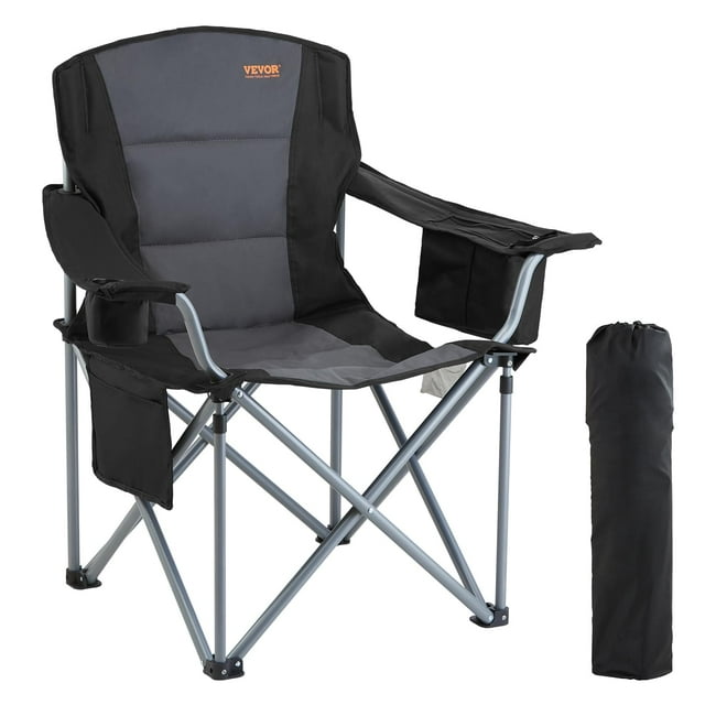 Silla plegable para acampar VEVOR, portátil, resistente, negra