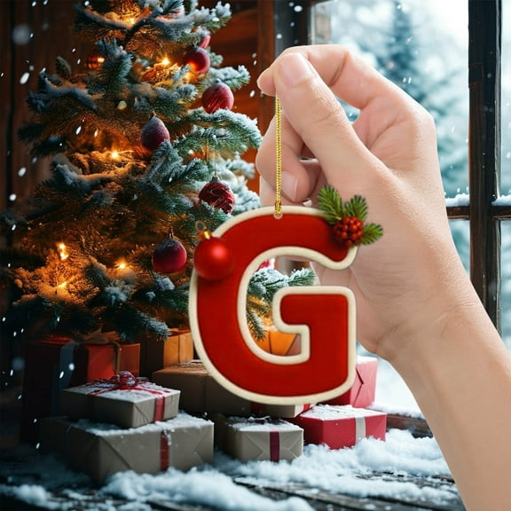 Personalized Christmas Letter Tree Hanging Pendant ,26 Alphabet Letters for Xmas Tree,Personalized A-Z Letter Ornaments for Christmas Tree,Acrylic Letter Decorative Gift Christmas Party Pendants