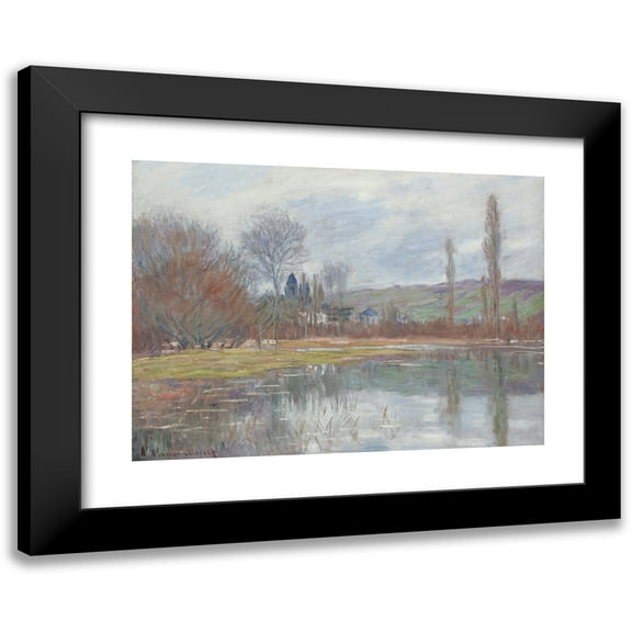 Claude Monet 14x11 Black Modern Framed Museum Art Print Titled - Spring in Vetheuil (1881)