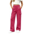thumbnail image 2 of Plebaso Girls Boys Baggy Sweatpants Elastic Waist Joggers Wide Leg Open Bottom Athletic Cargo Pants for Kids, 2 of 7