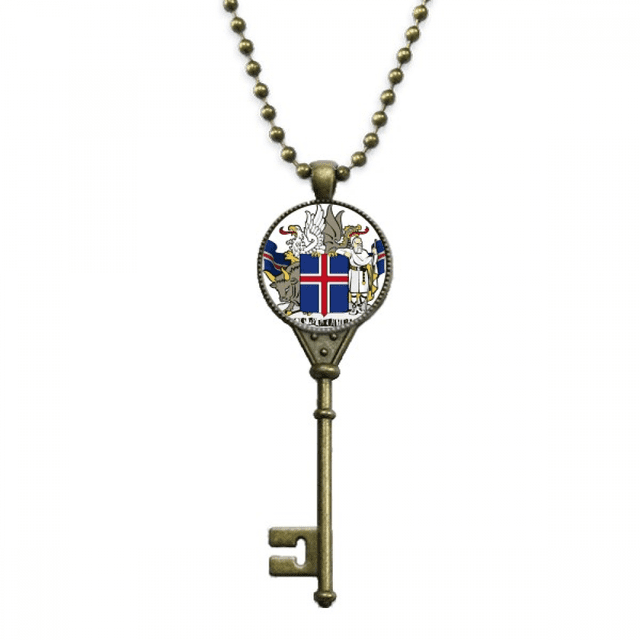 Norway National Emblem Country Symbol Key Necklace Pendant Tray Embellished Chain