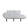 thumbnail image 2 of Grey Geometric Futon Couch, Mosaic of Pastel Rhombus Shapes Diamond Motifs Modern and Abstract, Daybed with Metal Frame Upholstered Sofa for Living Dorm, Loveseat, Pale Grey and White, by Ambesonne, 2 of 4