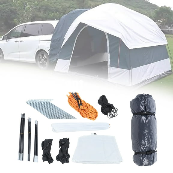 ToppiJoy 8.2*8.2*6.56ft Portable Camping Car Tent, Waterproof Windproof Outdoor Tents, 3 Doors Cabin Tent for All Seasons, with Screened-In Porch, Double Layer Tent for Multi-Function