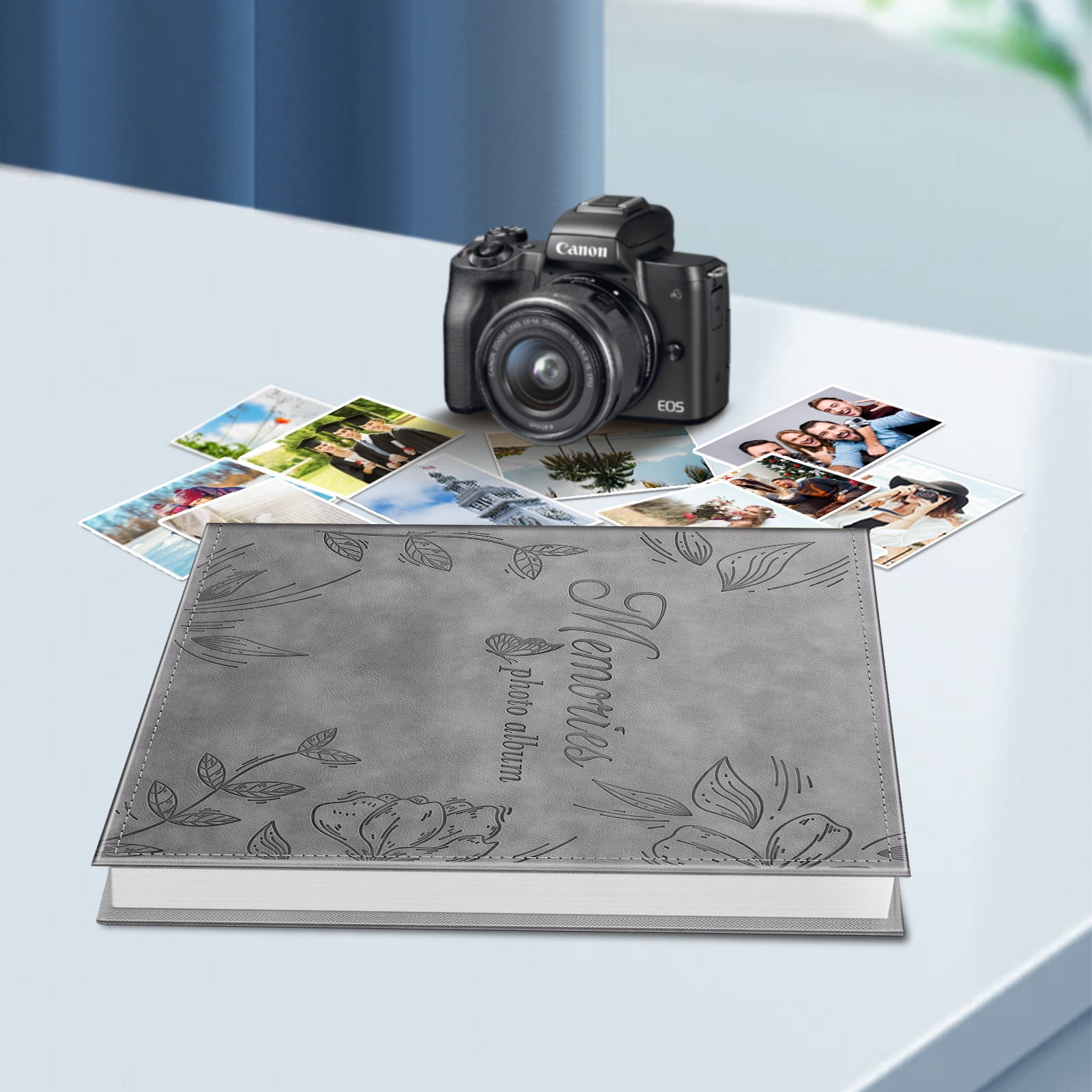 Fintie Classical Photo Album - 600 Pockets for 4x6 Photos, Ideal for Family, Wedding, Baby, Vacation Pictures - Gray