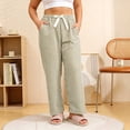 thumbnail image 4 of Horkkom Cotton Pajama Pants Women Elastic Waist Drawstring Striped Pants Casual Loose Comfy Pajama Bottoms with Pockets Free Size, 4 of 6