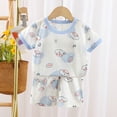thumbnail image 2 of Zshosam Boys Pajamas Shorts Set 2-Piece Cozy Pajamas for Little/Big Boys Short Sleeves Cool Pjs Set Kid Size 12 18 Months,(Sky Blue 12-18 Months), 2 of 6