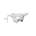 thumbnail image 4 of Benjara Dining Table with Overlapped Metal Geometric Accent- Silver, 4 of 6