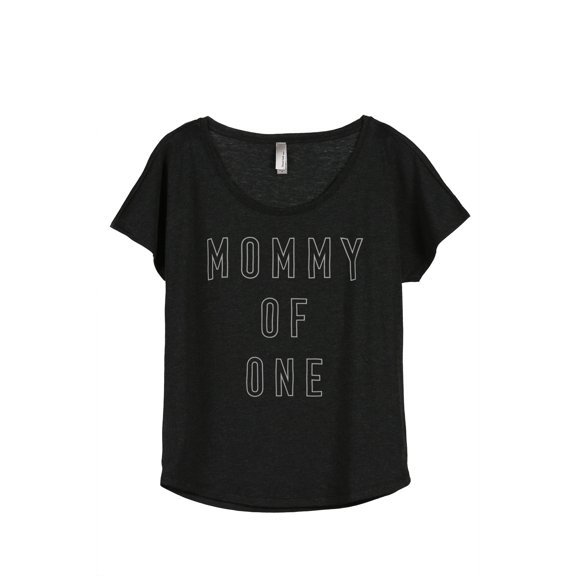 Mommy Of One Women's Fashion Slouchy Dolman T-Shirt Tee Heather Black Small