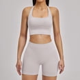 thumbnail image 1 of Top-kevin Women 2 Piece Workout Sets High Waisted Tummy Control Biker Shorts Halter Padded Tank Tops, 1 of 7