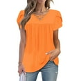 thumbnail image 2 of ZQUUVOU Women's T-Shirt Crewneck Cap Sleeve Loose T Blouses Shirts Orange (3XL), 2 of 7