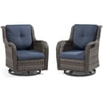 thumbnail image 3 of Meetleisure 2 Pieces Outdoor Patio Furniture Wicker Swivel Chair with Cushions for Backyard,Herringbone Navy, 3 of 6