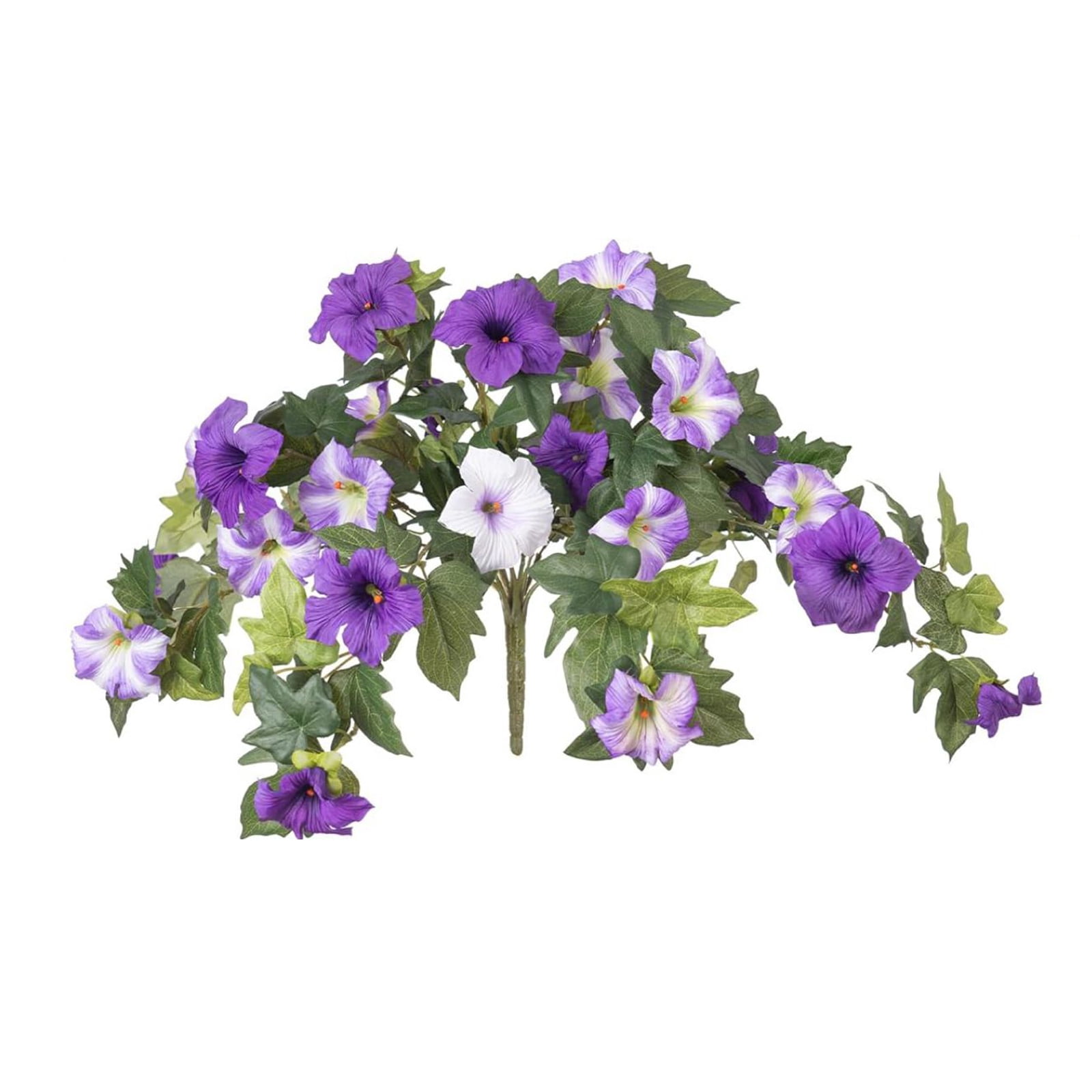 2PCS Artificial Hanging Fake Flowers Plants for Outdoor Spring Decoration, Faux Silk Flower UV Resistant Morning Glory for Home Porch Patio Garden Balcony Yard Look Real