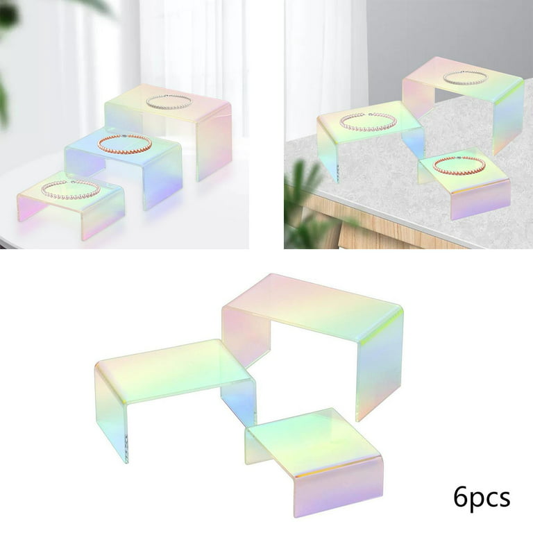 6pcs Rainbow Display Risers 3 Sizes Acrylic Product Stand Shelf