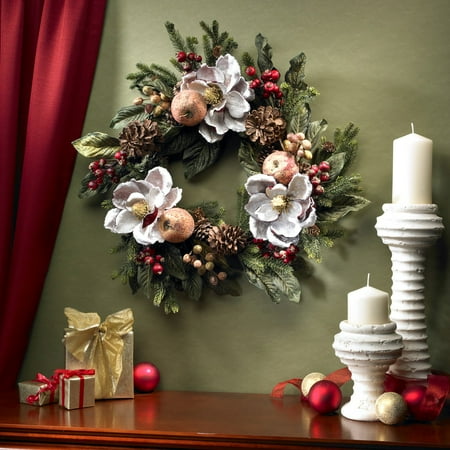 Imperial Pinecone - Nearly Natural 24 in. Magnolia Pinecone & Berry Wreath