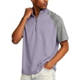 thumbnail image 4 of Havenx Zipper Polo Shirts for Men Short Sleeve Stand Collar Polos Mock Neck Quarter Zip Golf Tshirt Loose Fit Fashion Sports Casual Sweater Tops,Light Purple 4XL, 4 of 5