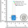 thumbnail image 4 of Halo Emerald Cut Engagement Ring Simulated Blue Topaz CZ 925 Sterling Silver Size 8, 4 of 6