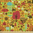 thumbnail image 2 of Ambesonne Autumn Fabric by the Yard Upholstery, Seasonal Forest Doodle Style, 3 Yards, Dark Coral and Orange, 2 of 5