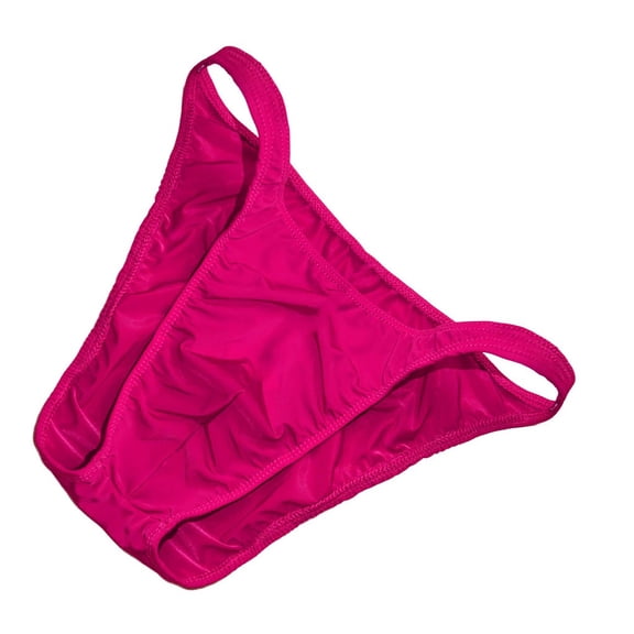 Rohuuque Men's Briefs Underwear Sheer Ice Silk Low Rise Briefs with Snap Button Comfort Underwear Breathable Trunk Hot Pink