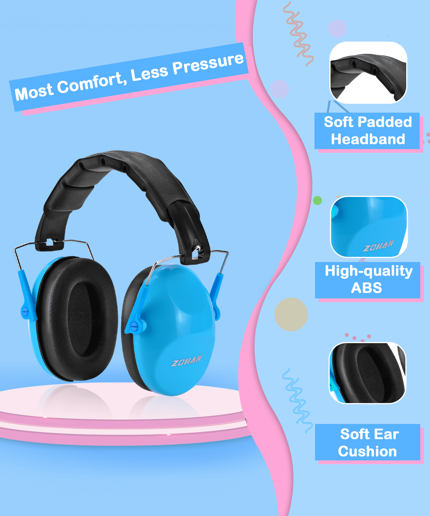 ZOHAN 2 Pack Kids Noise Cancelling Headphones, 25dB NRR Kids Ear Protection for School Travel Autism