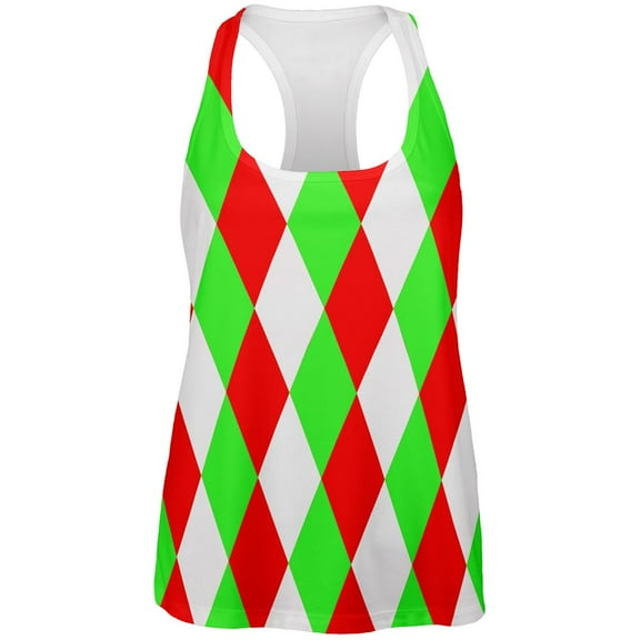 Christmas Jester Harlequin Costume All Over Womens Work Out Tank Top Multi LG