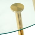 thumbnail image 5 of 39.4" Modern Minimalist Round Glass Dining Table, Clear Glass Top & Gold-Plated Metal Legs, for Kitchen/Dining/Living Room, 5 of 7