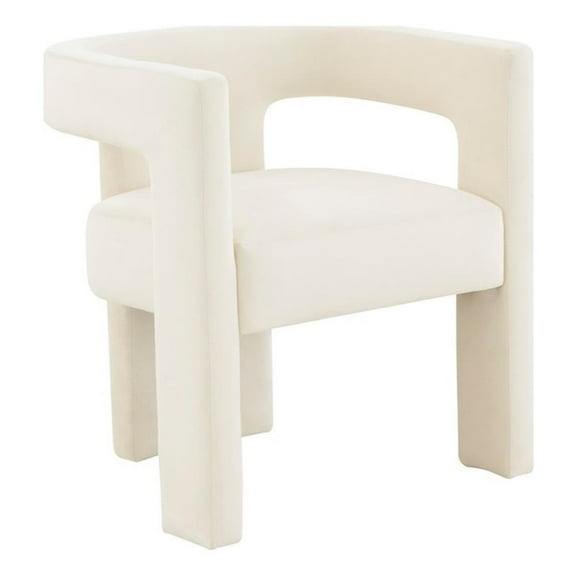 Maklaine Modern Contemporary Cream Velvet Upholstered Dining Chair