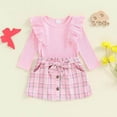 thumbnail image 2 of Zshosam Outfits for Girls Toddler Girl Outfits Long Sleeve Shirt and Skirt Set School Uniform Dress Size 6 12 Months,(Red 6-12 Months), 2 of 7