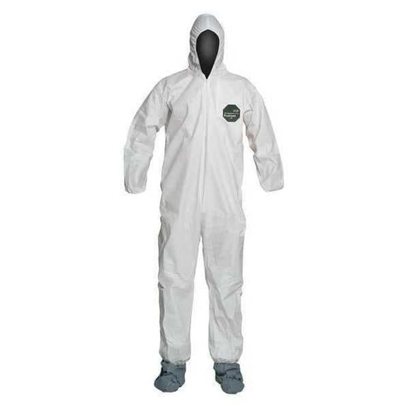 Dupont Hooded Coveralls,L,Wht,ProShield 50,PK25 NB122SWHLG002500