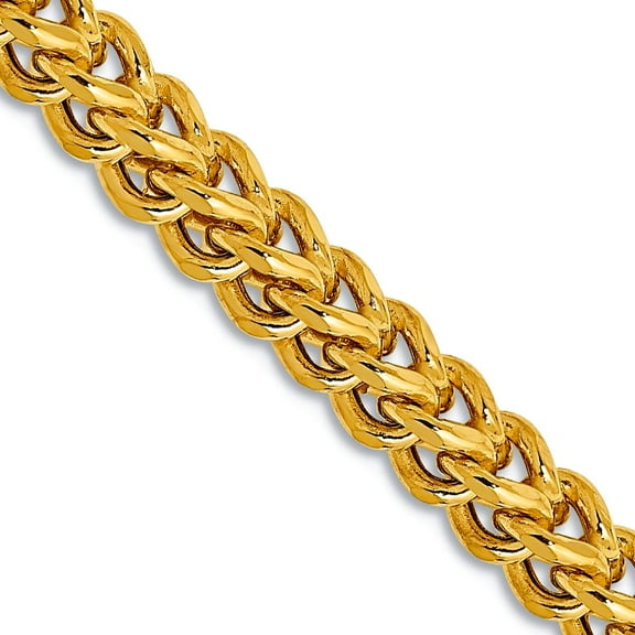14k Yellow Gold Fancy Lobster Closure 3.7mm Hollow Franco Chain Necklace 22 Inch Chain Necklace for Women and Men