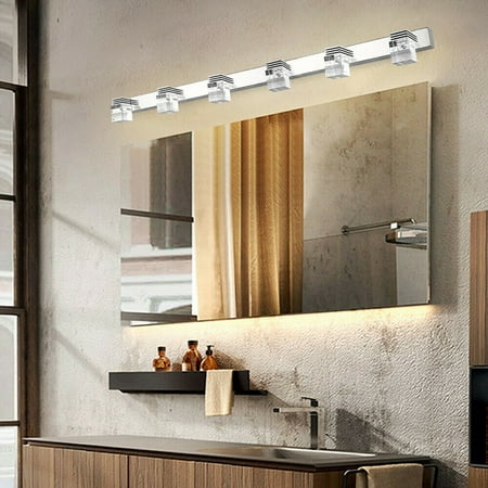 

Modern Crystal Bathroom Reading Room LED Mirror 6 Light Front Wall Lamp Fixture Vanity Lights 6000-6400k