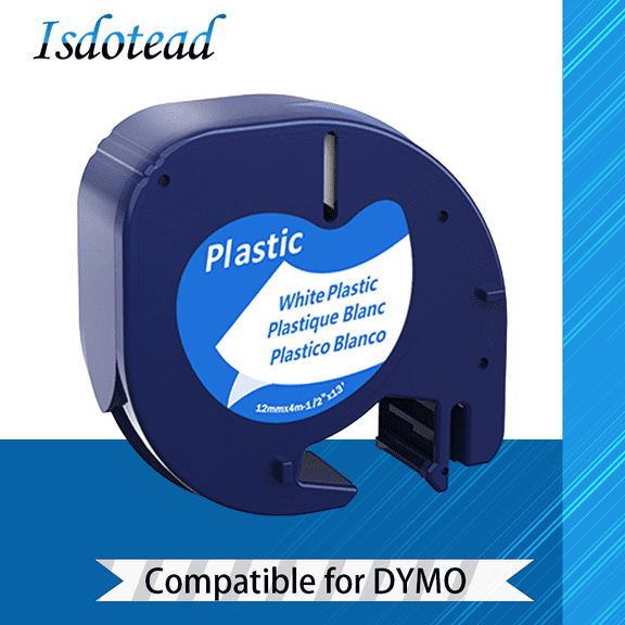 Compatible with DYMO Letratag Label Maker Tape Refills 91331 White Plastic Label for Letra Tag 200B, 100H 100T, 1/2" x 13'(12mm x 4m) Black on White