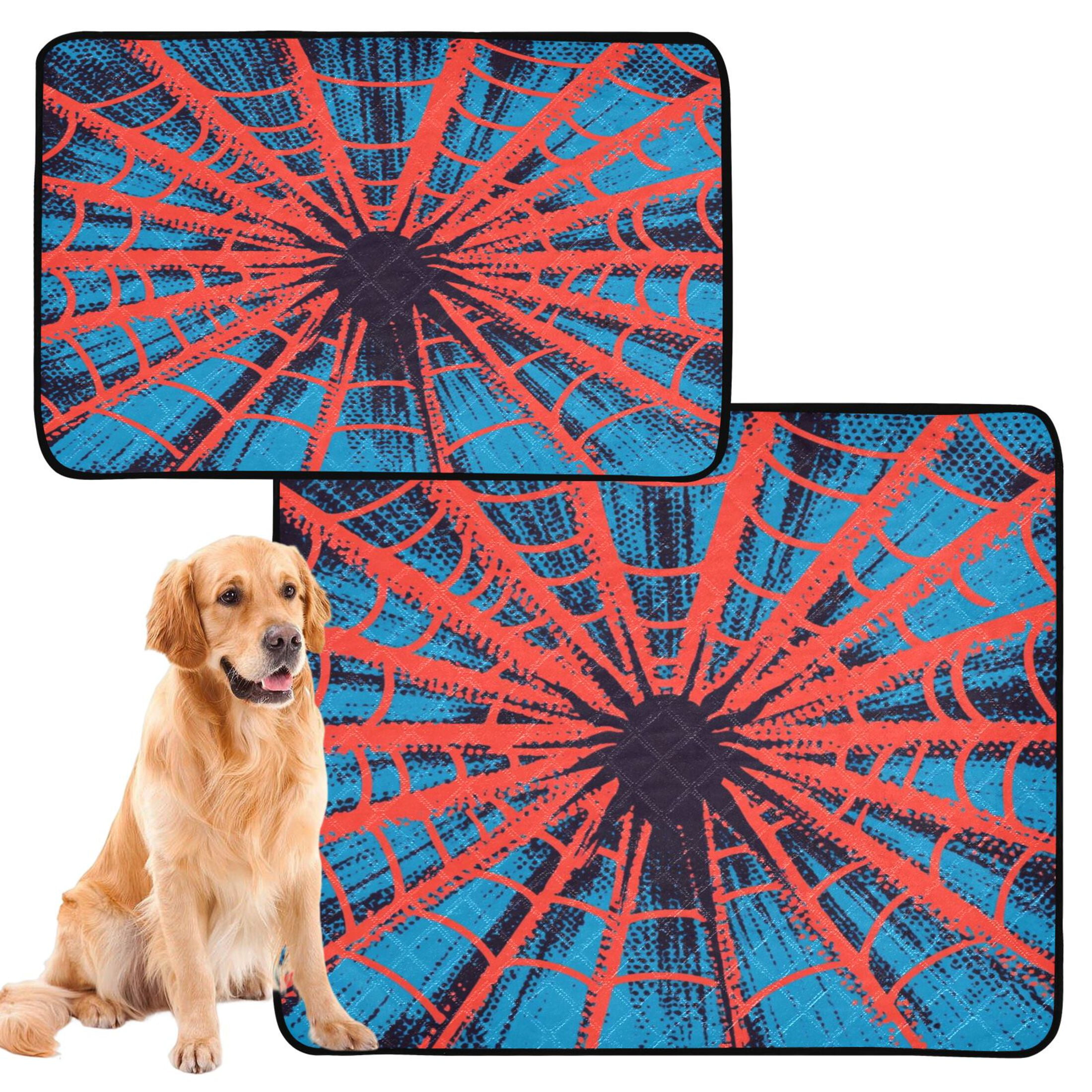 Qxltty Red Spiderweb Cat litter Pads Pet Set of 3 Diaper Mats Center Anti-leakage Layer Absorbent Soft and Comfortable