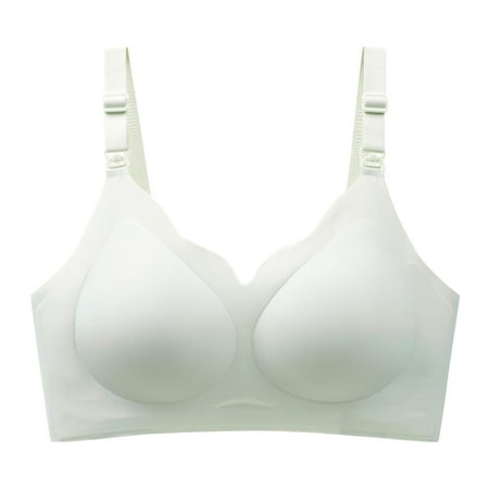 SMihono Nursing Bras for Breastfeeding  Front Closure Seamless Relaxed Comfort Maternity Bra  Natural Shape  Pregnancy Sleep Bralette (Green XL )