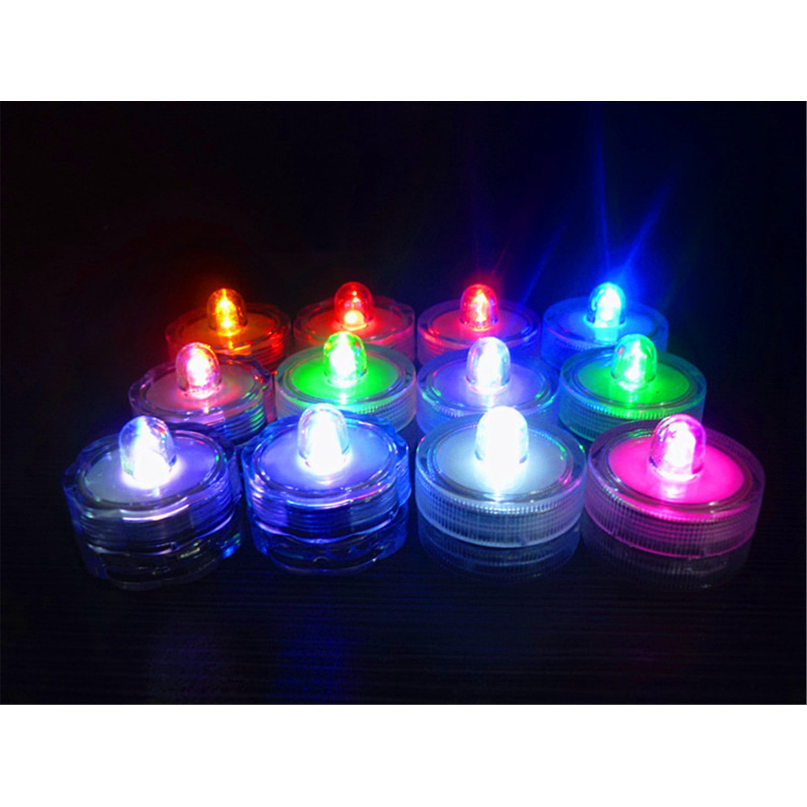 12PCS Submersible LED Lights, Tea Lights Pond & Fishing Celebration Flameles Waterproof Flameless Candles, Resin Plastic, Indoor Outdoor Use for Gifts