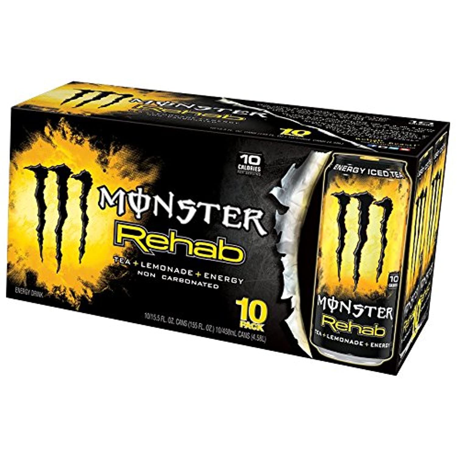 Monster Rehab Tea + Lemonade, 15.5 Fluid Ounce (Pack Of 10)