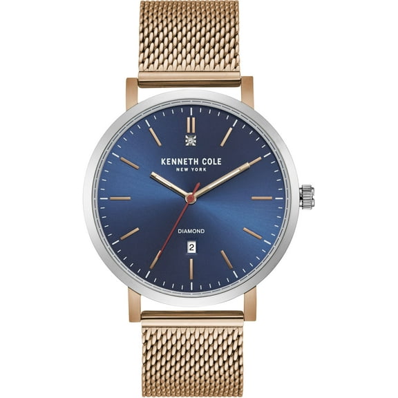 Men's Kenneth Cole Rose Gold Tone Diamond Dial Mesh Watch KC50924003