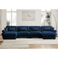 thumbnail image 2 of 166" Modular Sectional Sofa, Oversized U Shaped Cloud Couch with Movable Ottomans and Double-Layer Cushions, Velvet Comfy 6 Seat Sofa for Living Room, Blue, 2 of 8