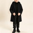 thumbnail image 6 of Kids Wool Winter Overcoat, Hooded Long Sleeve With Pockets, Solid Color Warm Outerwear For Boys Girls Black 4-5Years, 6 of 9