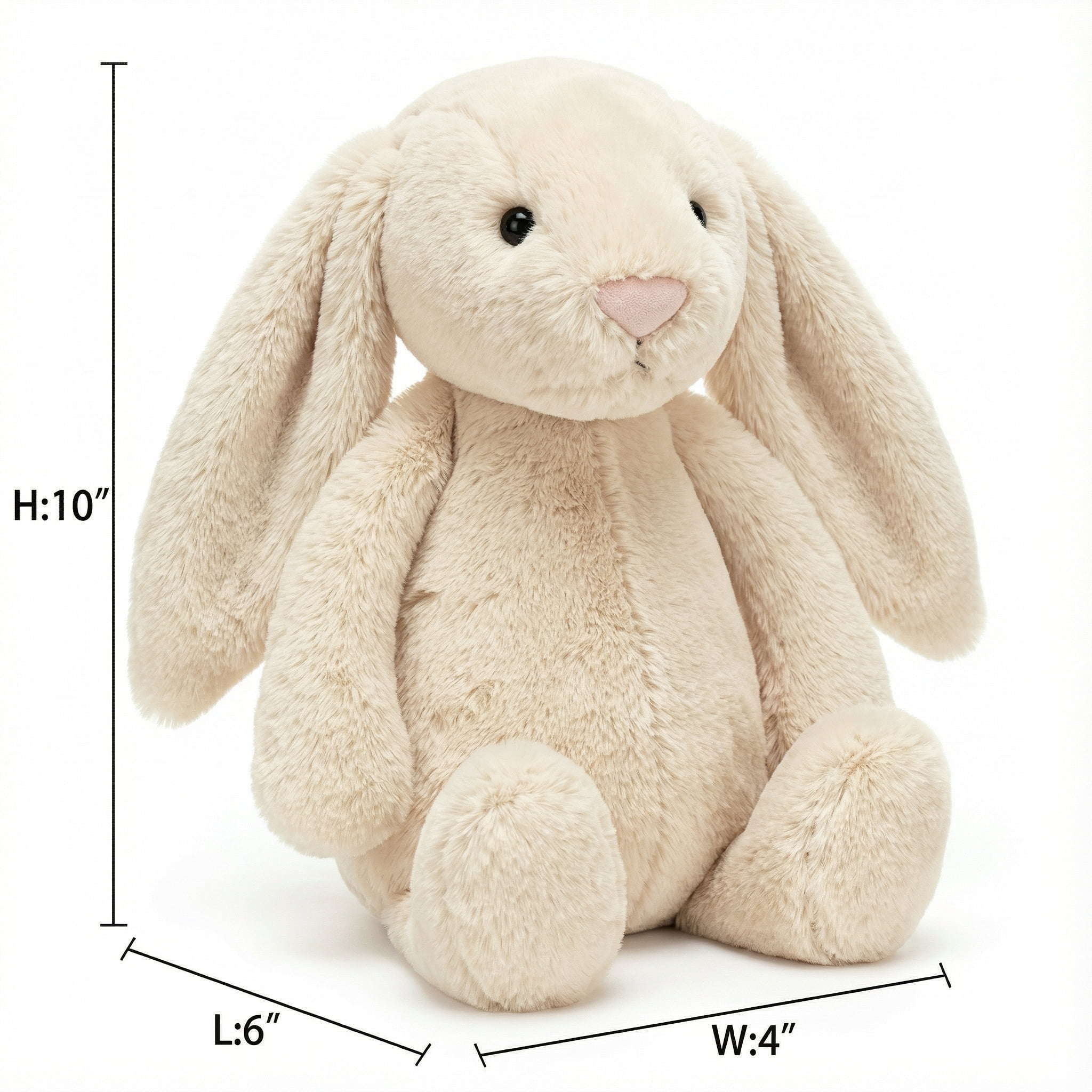 9.8" Creamy Oatmeal Beige Shaggy Easter Bunny Plush Toys - Solid Color Rabbit Stuffed Animal Doll - Fuzzy Neutral Sand Plushie for Boho Farmhouse Spring Decor & Gender Neutral Baby Gift