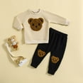 thumbnail image 2 of Caqnni Toddler Baby Boy Fall Outfit Sweatshirt Tops Elastic Pants Set Cute Fall Winter Set for 0 6 12 18 24 M 1t 2t 3t 4t 5t 6t,4-5 Years, 2 of 9