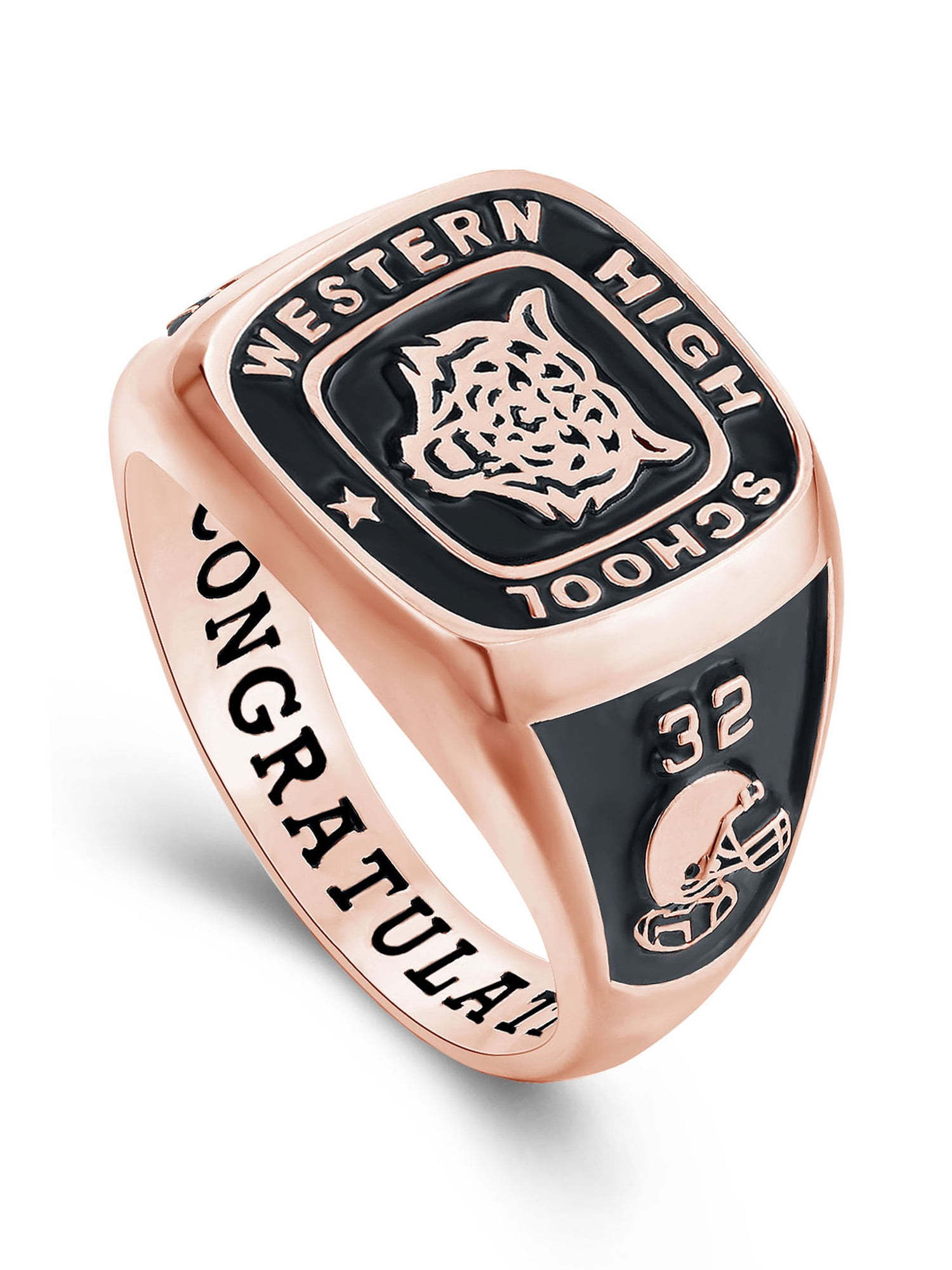 Mementos USA Personalized Men's Class Rings Sterling Silver for High School College-Signet-Rose Gold