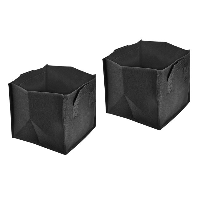Uxcell 9.8" Bolsas de Cultivo Cuadradas con Asas de Tela de Fieltro Negras 2pcs
