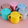 thumbnail image 4 of Taza de entrenamiento de silicona para bebés, taza de aprendizaje para niños pequeños con dos asas, taza abierta para bebés, a partir de 6 meses, 4 of 5
