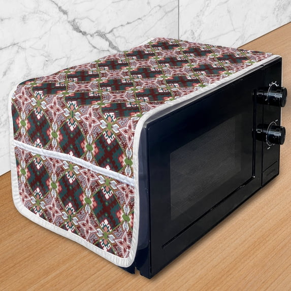 African Microwave Oven Cover, Abstract Composition with Indigenous Elements and Traditional Design, Water Resistant Organizer with Pockets for Kitchen, 36" x 12", Multicolor, by Ambesonne