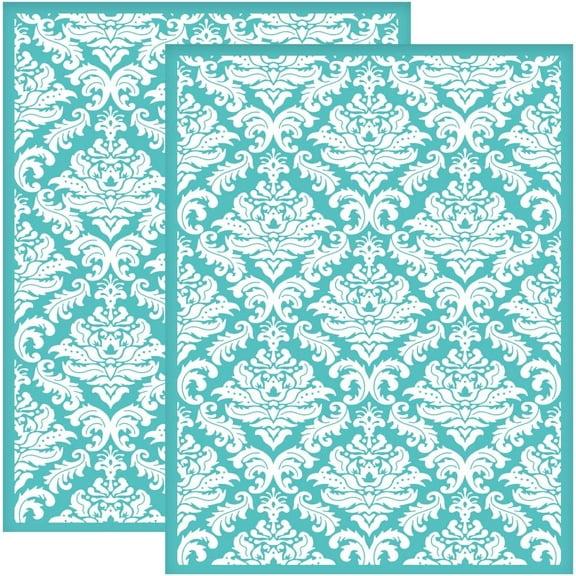 2pcs 8.6x11 Inch Damask Silk Screen Printing Stencils Self-Adhesive Floral Silkscreen Stencils Reusable Washable Flower Mesh Transfer Stencil